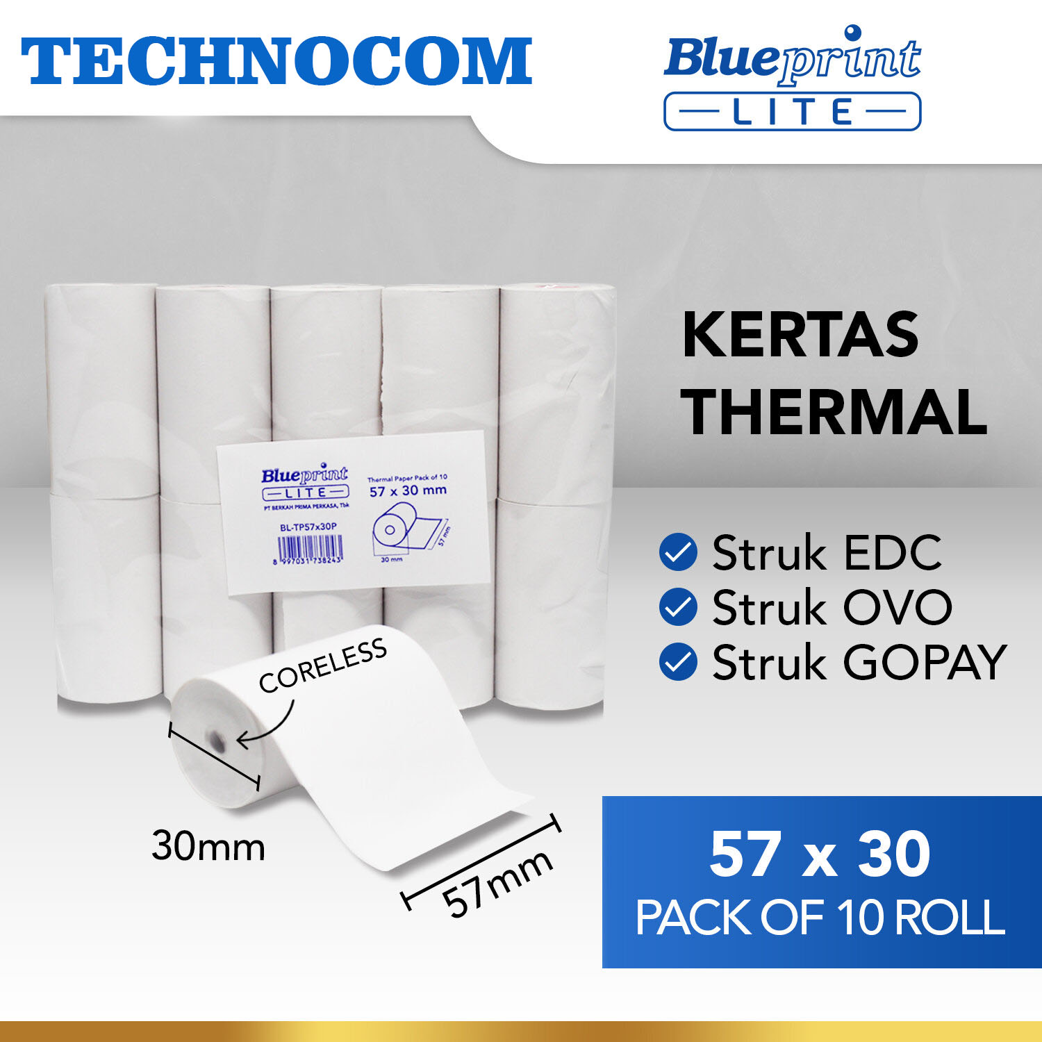 Kertas Thermal 57x30mm Blueprint Lite Original