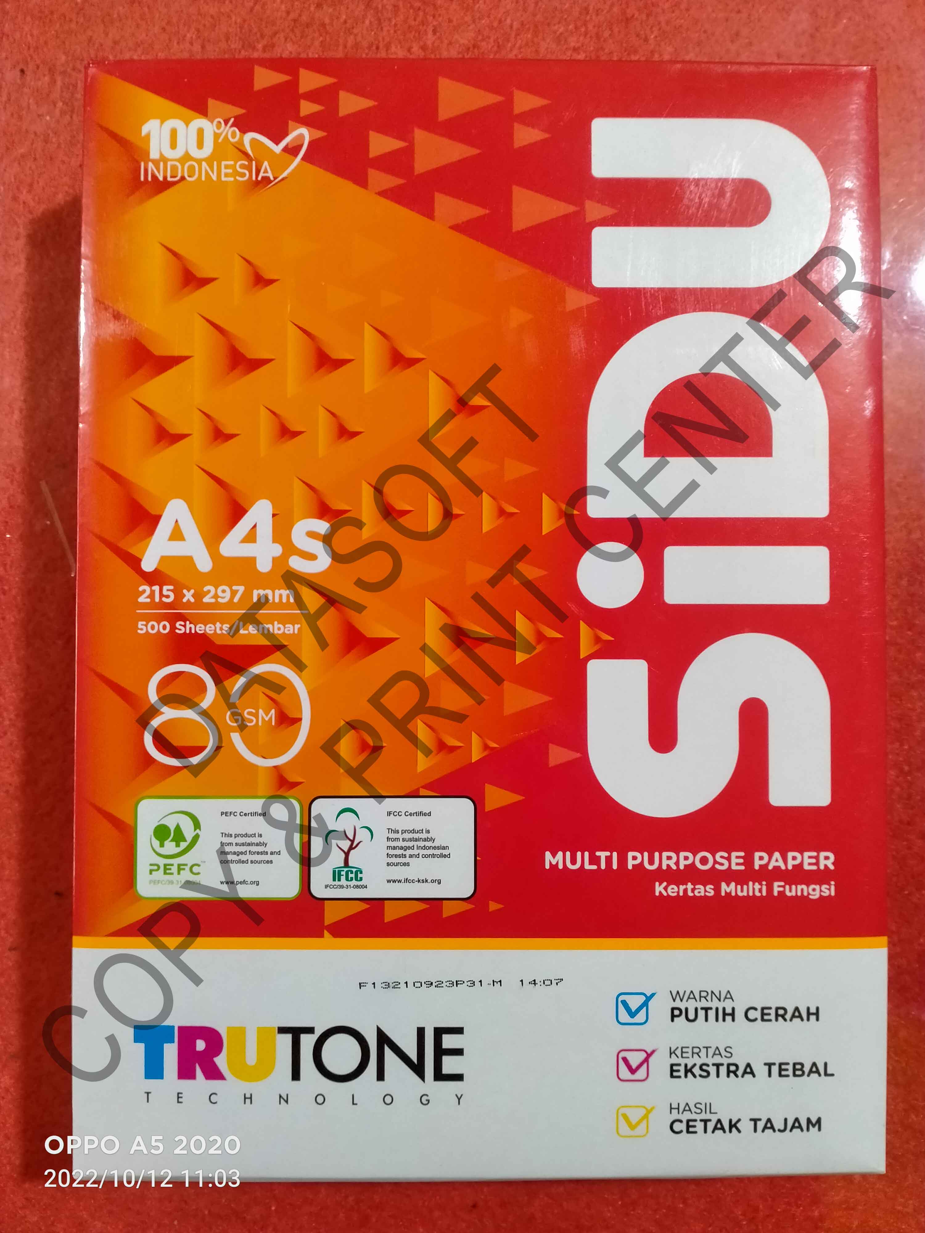 Kertas HVS A4S 80 Gsm SIDU