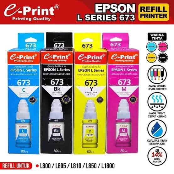 E-PRINT TINTA EPSON SERIES L800 673 bk,c,y,m