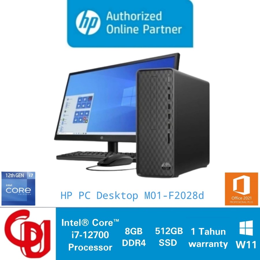 HP PC Desktop M01-F2028d i7-12700 (Upgradable)