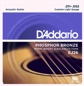 D'Addario EJ13 80/20 Bronze Acoustic Guitar Strings, Custom Light, 11-52