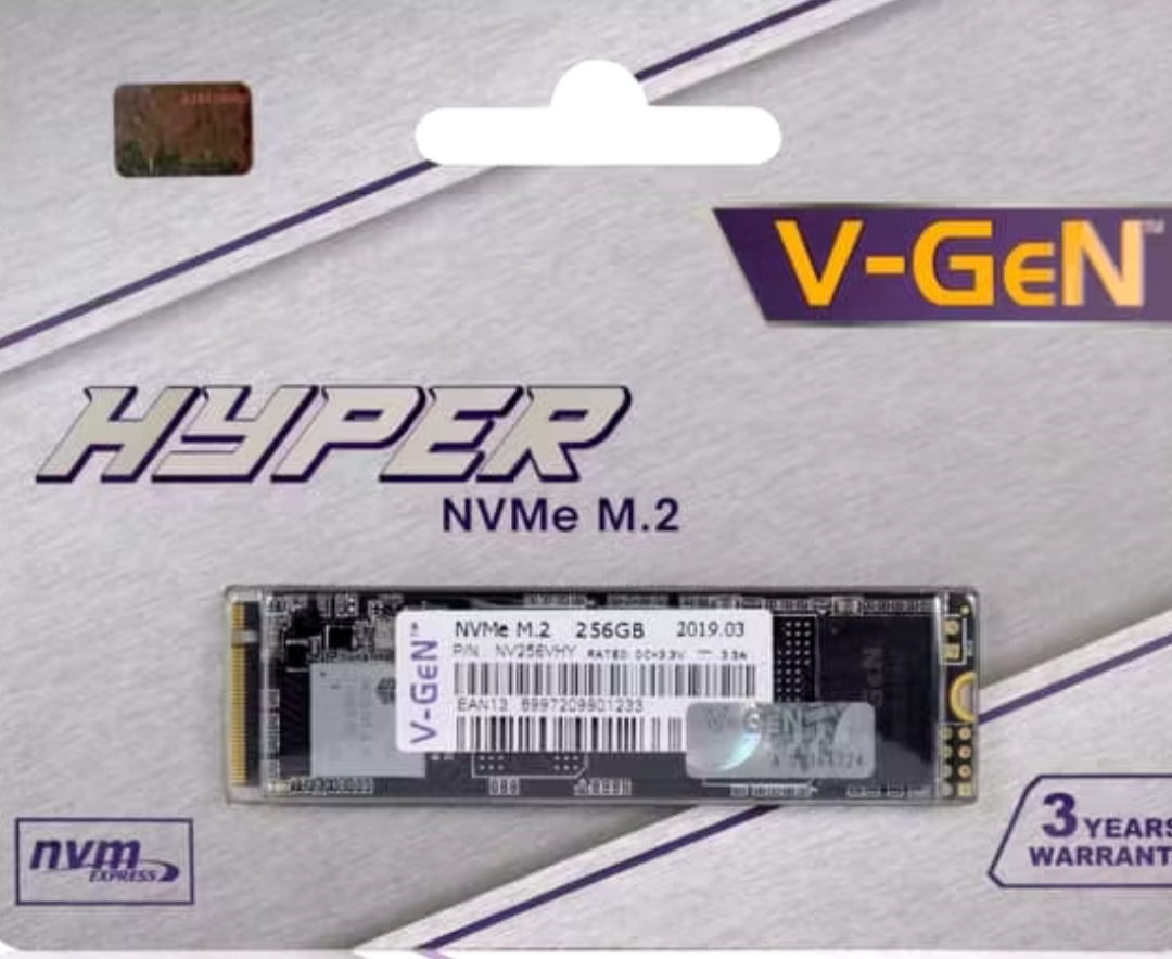 SSD m2 nvme 256 GB merk Samsung atau V-Gen