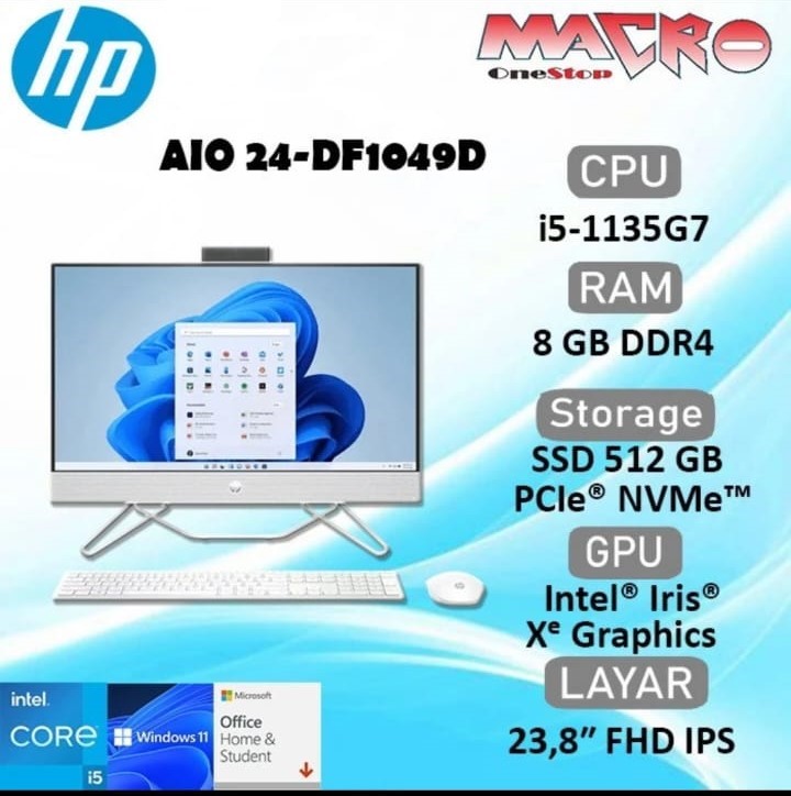 Hp AIO 24-DF1049D, i5, Display 23.8"