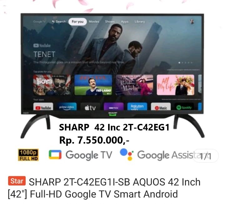 SHARP 2T-C42EG1I-SB AQUOS 42 Inch