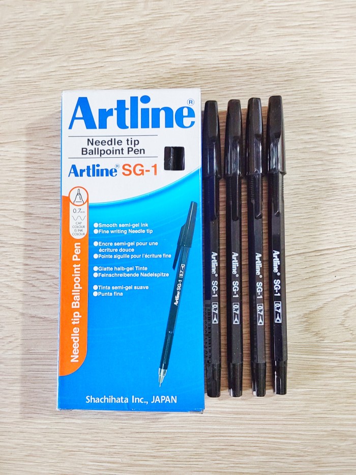 12PCS PULPEN ARTLINE SG-1 NEEDLE TIP BALLPOINT PEN SEMI GEL INK 0.7 MM