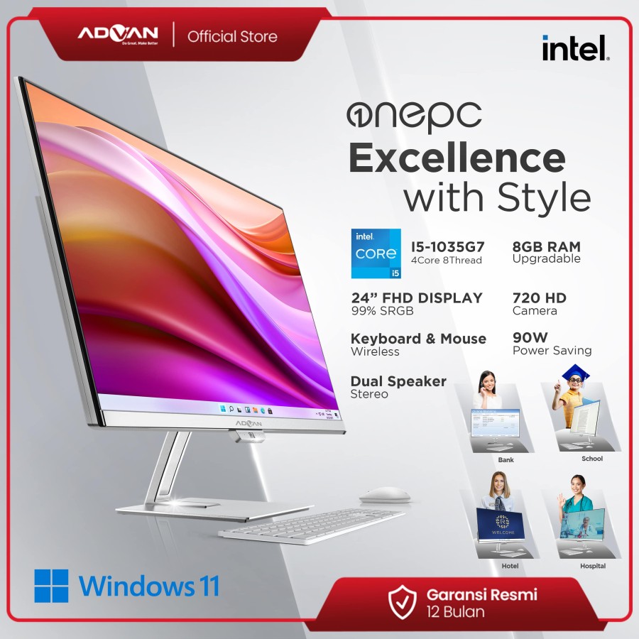 Advan All In One PC AIO OnePC Intel i5 8+512GB