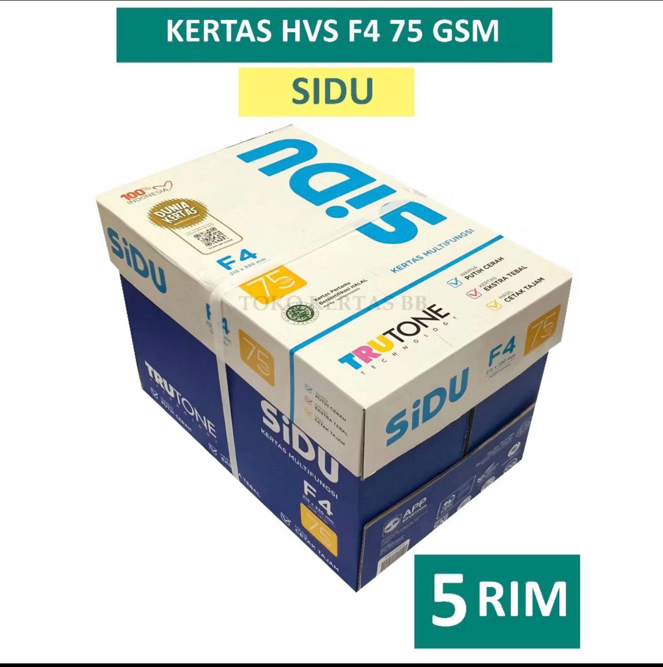 Kertas HVS F4 SIDU 75 gram (Dus)