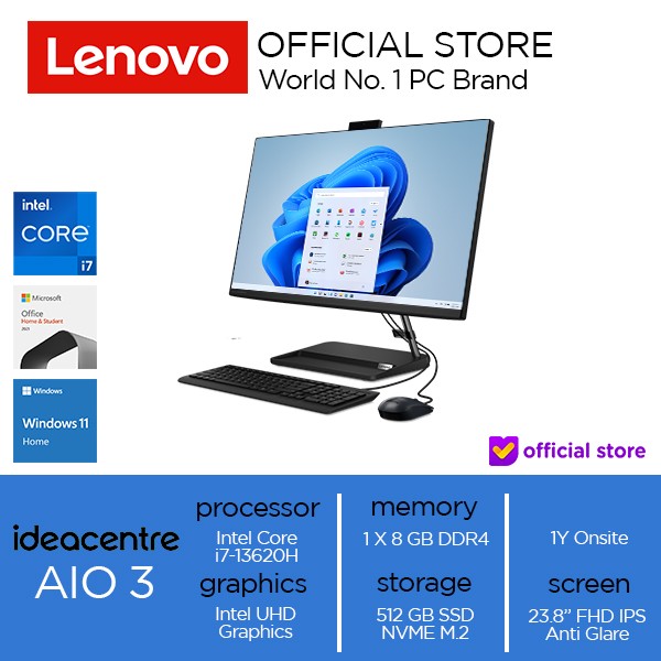 LENOVO IdeaCentre AIO 3 24IAP7 - F0GH00T1ID (Black)