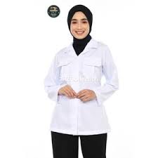 BAJU DINAS PUTIH DAN CELANA PANJANG KAIN HITAM