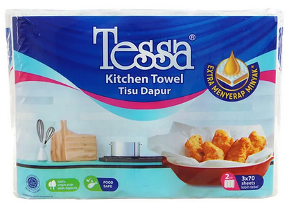 Tessa Kitchen Towel Tisu Dapur [3 Rolls/ 70 Sheets/ 2 Ply] 