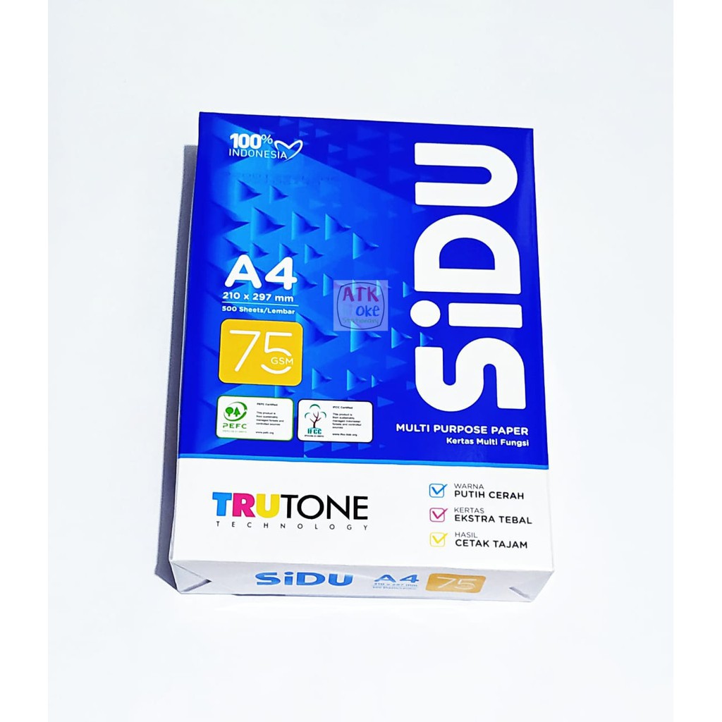 Kertas HVS  A4 SIDU 75 GSM 