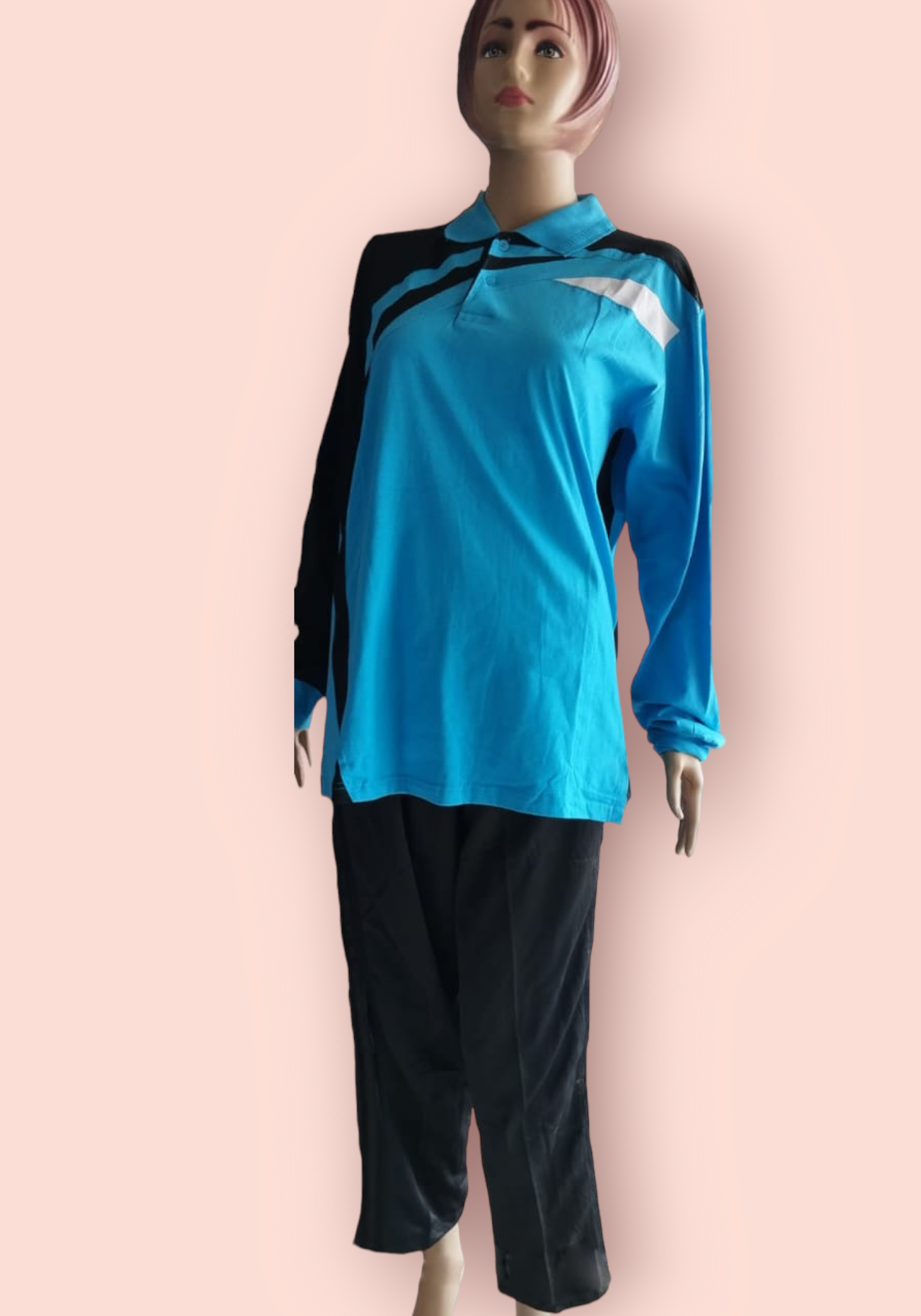 STELAN OLAHRAGA BIRU KOMB HITAM PUTIH